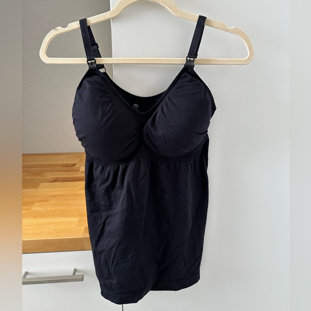 Kindred Bravely Black Nursing Tank Top with Built-In Bra